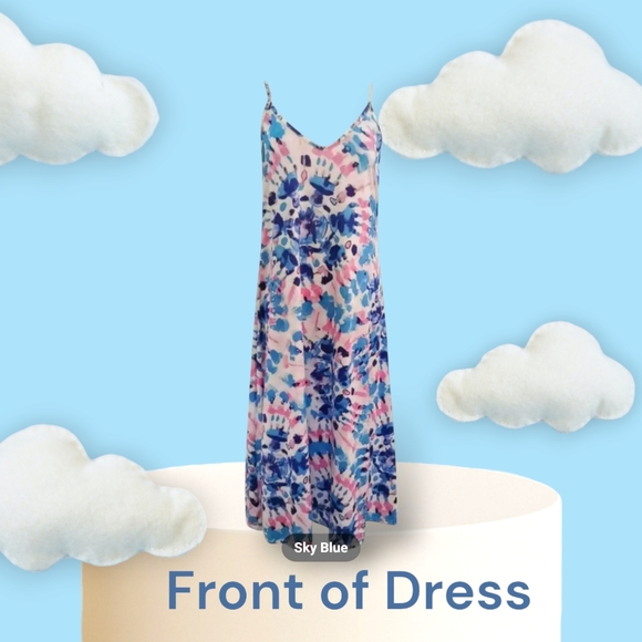 Women's Plus Size Elegant Blue Sky Casual Floral Dress!! - Picture 3 of 10